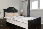 Used Qsize bed frames, bed boxes and mattresses, bedside tables