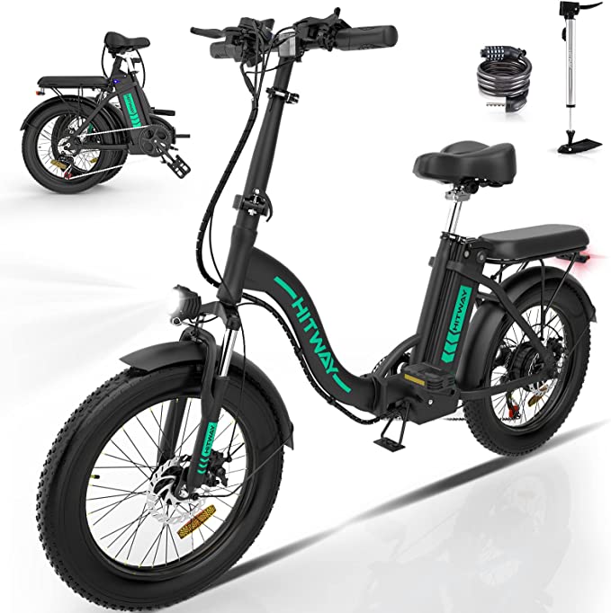 HITWAY Electric Bike for Adults, 20″ Fat Tire E Bike