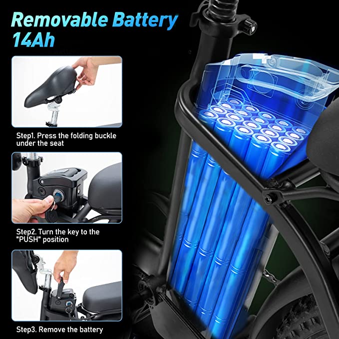 HITWAY Electric Bike for Adults, 20″ Fat Tire E Bike