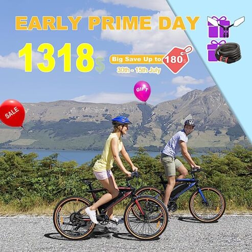 TESGO Electric Bike for Adults Carbon Fiber 500W 80KM Range