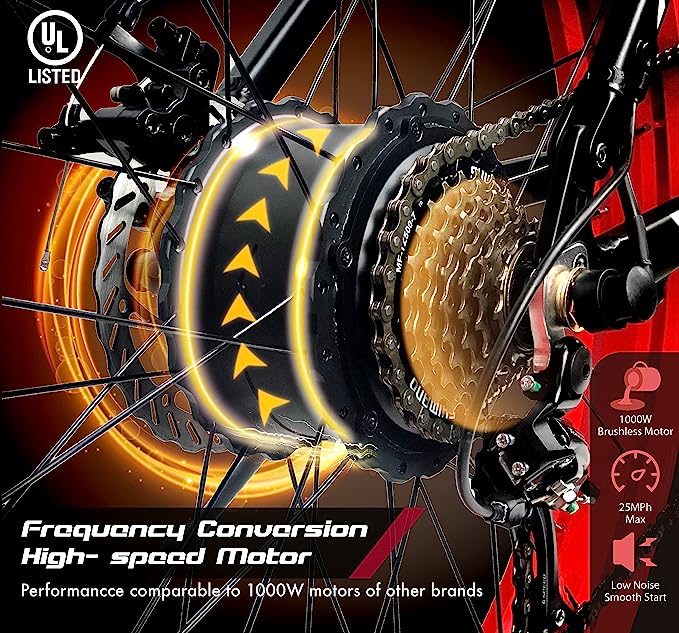 YinZhiBoo Electric Bike E-Bike Fat Tire Electric Bicycle 26″